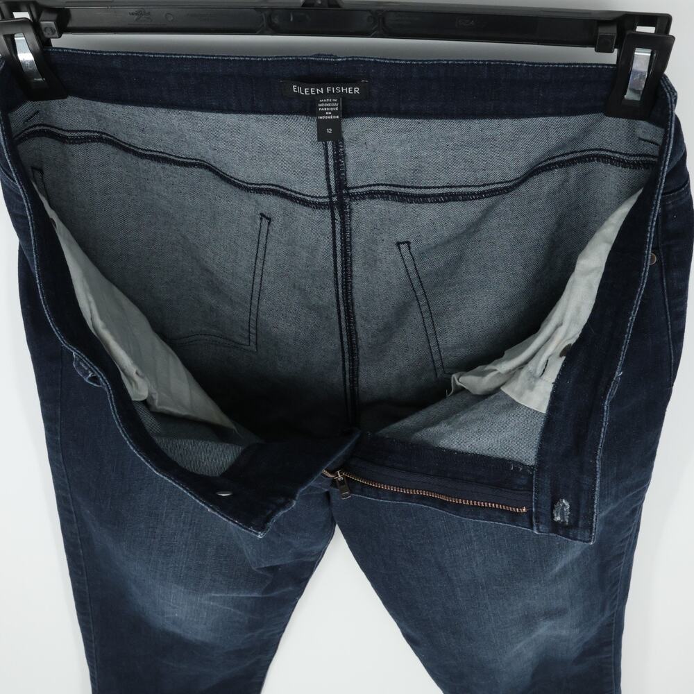 Eileen Fisher Jeans Womens 12 Blue Stretch Denim Straight Leg Preppy Academia - Picture 12 of 12